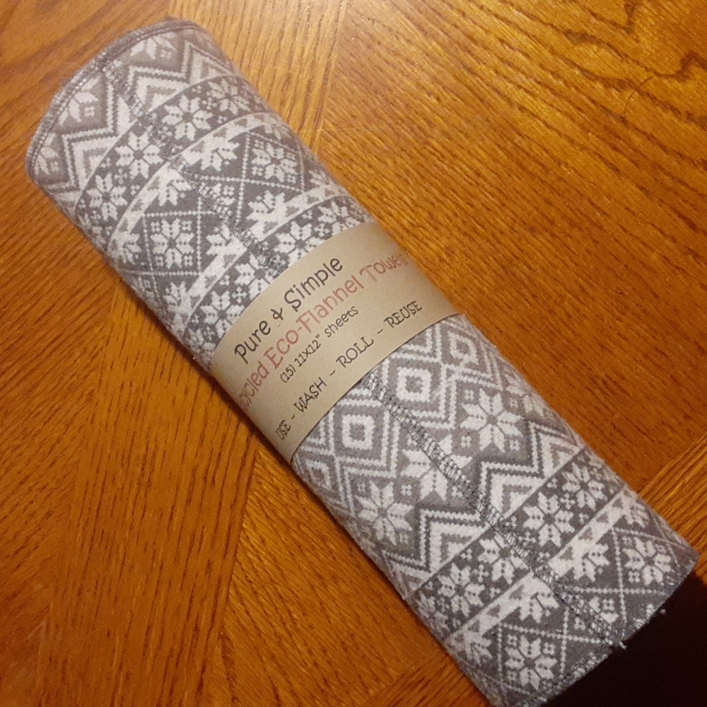 Upcycled Eco UNPaper Flannel Towels Roll 15 Count 11x12" Reusable